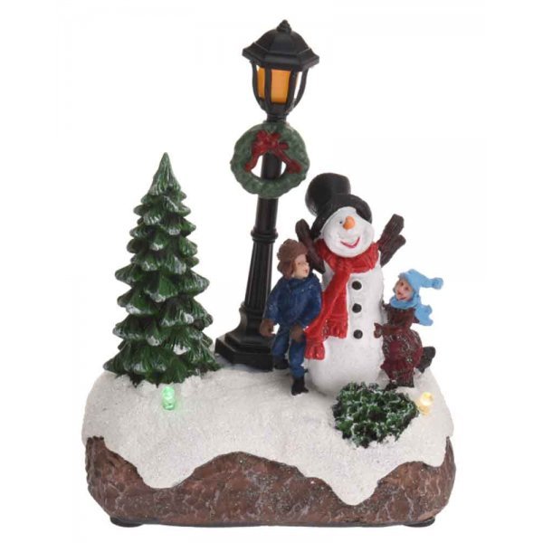 Χριστουγεννιάτικο Διακοσμητικό, με Χιονάνθρωπο και LED (12cm)